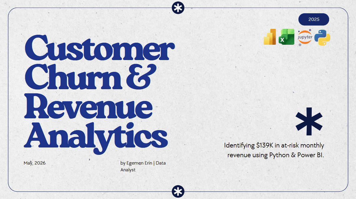 Customer Churn & Revenue Analytics project screenshot — Data Analysis Project