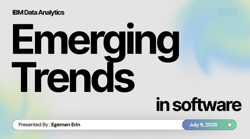 Emerging Trends in Software project screenshot — IBM analytics report / Cognos dashboard